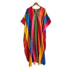 Vintage Winlar Rainbow Caftan Mrs Roper, One Size, Long, Bright and Colorful